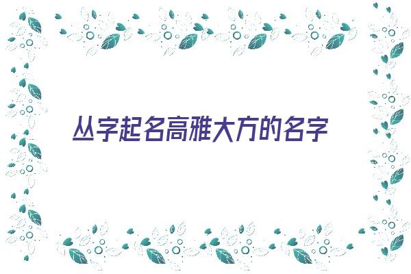 丛字起名高雅大方的名字《丛字起名高雅大方的名字女孩》