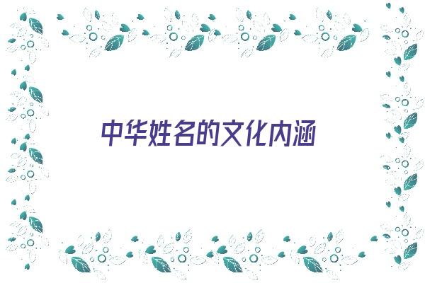 中华姓名的文化内涵《中华姓名的文化内涵是什么》