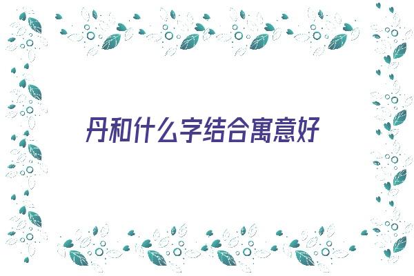  丹和什么字结合寓意好《丹和什么字结合寓意好呢》 姓名详批