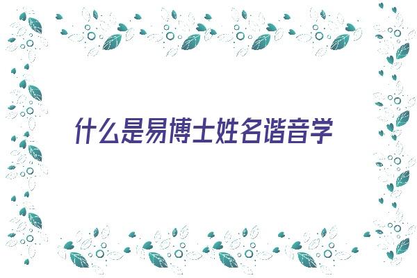 什么是易博士姓名谐音学《易博士起名怎么样》 姓名配对