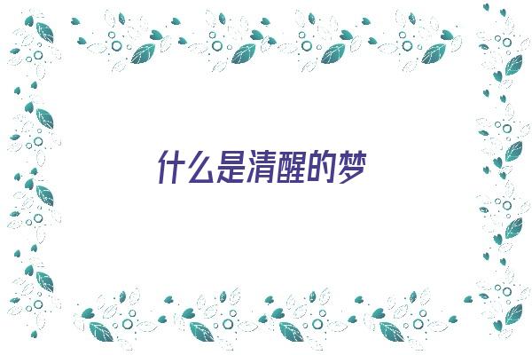  什么是清醒的梦《什么是清醒的梦想家》 周公解梦