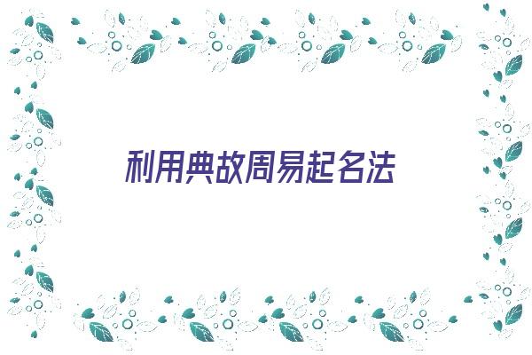 利用典故周易起名法《利用典故周易起名法的例子》