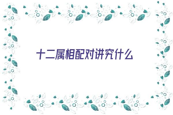 十二属相配对讲究什么《十二属相配对讲究什么生肖》