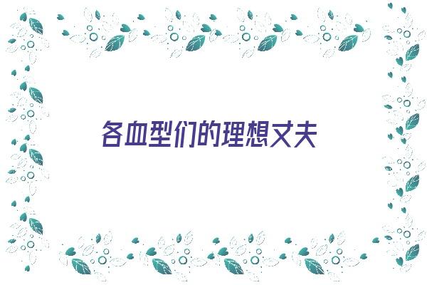 各血型们的理想丈夫《血型最配的夫妻》