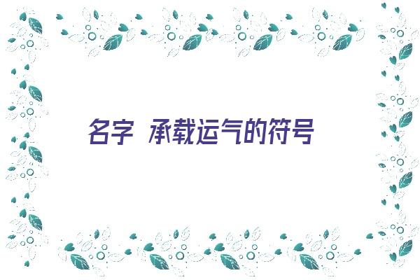 名字 承载运气的符号《名字 承载运气的符号是什么》