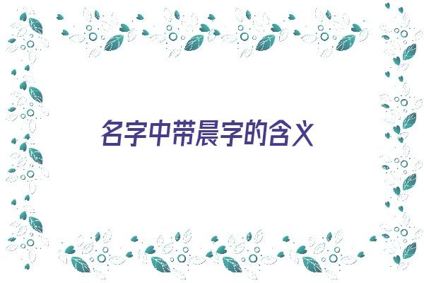 名字中带晨字的含义《名字中带晨字的含义是什么》