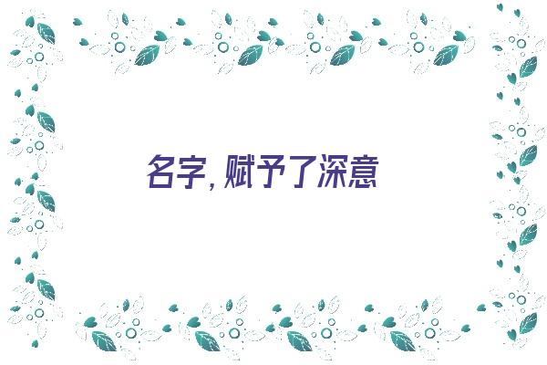 名字，赋予了深意《名字,赋予了深意的意思》