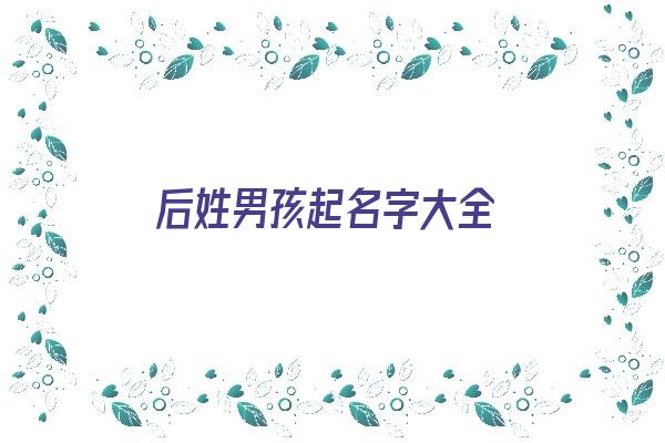 后姓男孩起名字大全《后姓男孩起名字大全四个字》