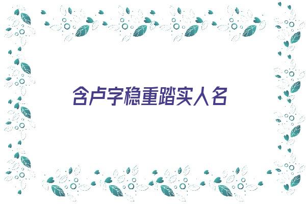 含卢字稳重踏实人名《带卢字的名字》