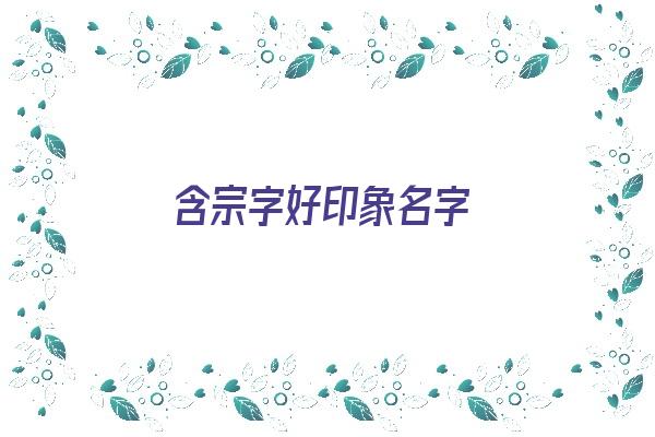 含宗字好印象名字《含宗字好印象名字怎么取》