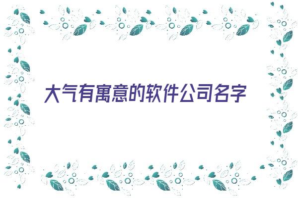  大气有寓意的软件公司名字大全《大气有寓意的软件公司名字大全霸气》 姓名详批