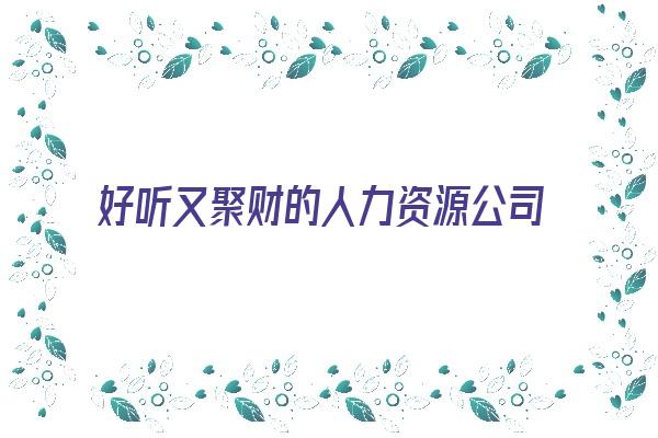 好听又聚财的人力资源公司名字《寓意好的人力资源公司名字》