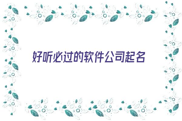  好听必过的软件公司起名《好听必过的软件公司起名大全》 姓名详批