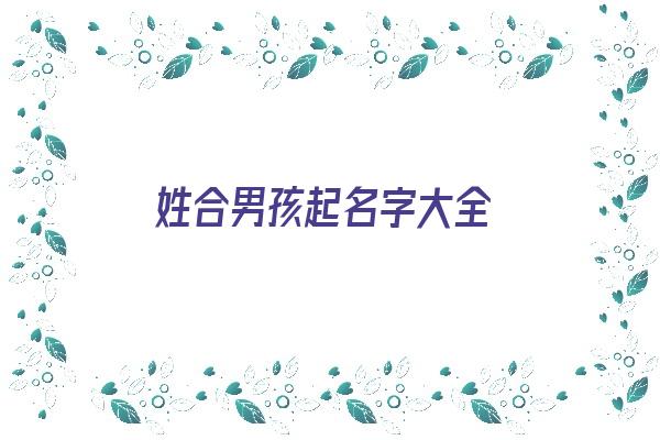 姓合男孩起名字大全《姓合男孩起名字大全四个字》 姓名配对