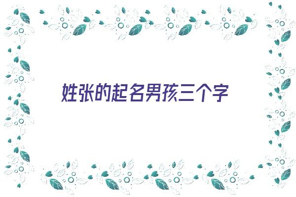 姓张的起名男孩三个字《姓张的起名男孩三个字大全》