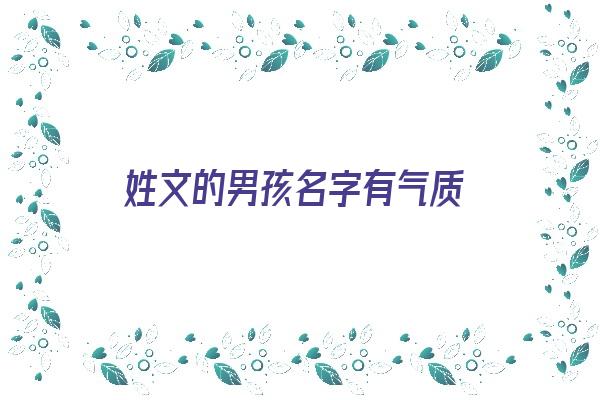 姓文的男孩名字有气质《姓文的男孩名字有气质三个字》