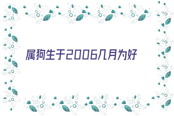 属狗生于2006几月为好《属狗生于2006几月为好命》