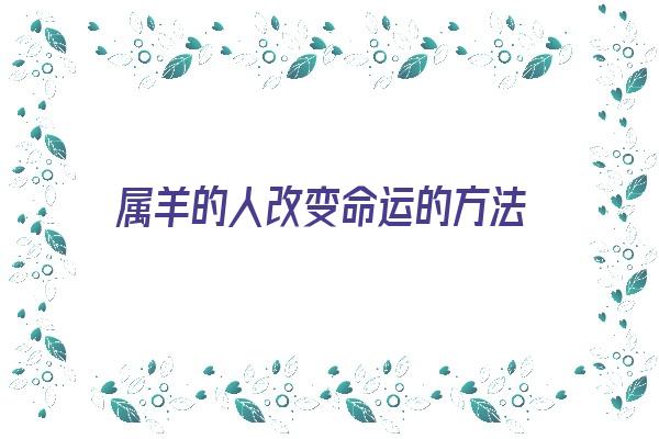 属羊的人改变命运的方法《属羊人如何改变命运》