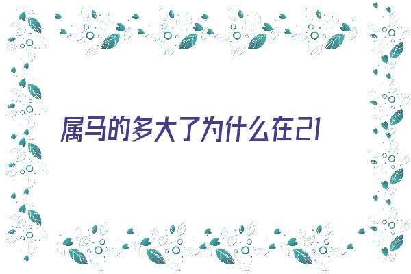 属马的多大了为什么在21年不好《属马的多大了为什么在21年不好运》