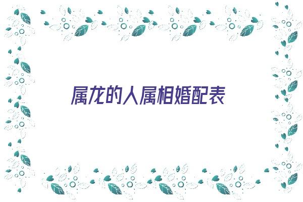 属龙的人属相婚配表《属龙的人属相婚配表图片》