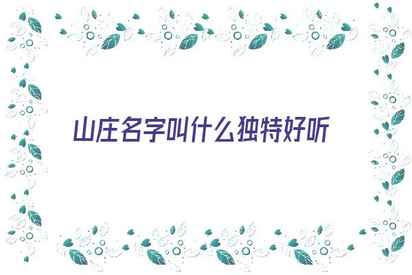 山庄名字叫什么独特好听《山庄名字叫什么独特好听点》