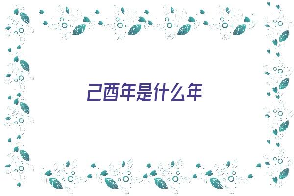 己酉年是什么年《己酉年是什么年份》