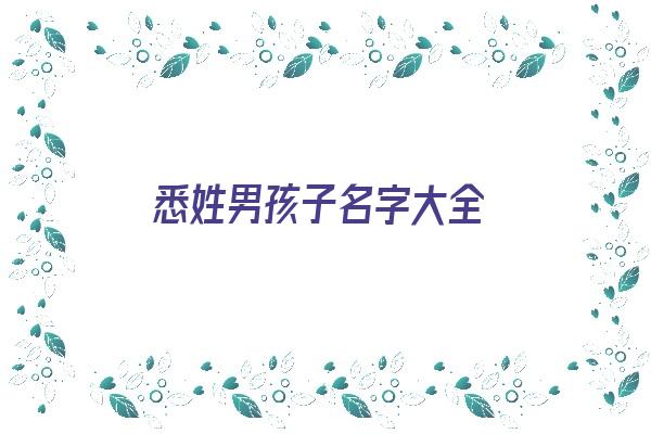 悉姓男孩子名字大全《悉姓男孩子名字大全两个字》