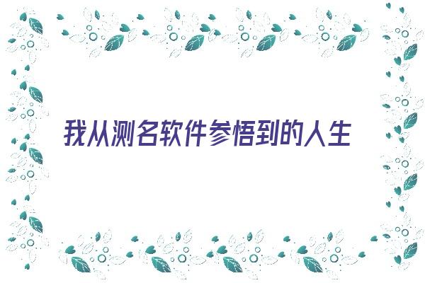 我从测名软件参悟到的人生道理《测名软件可信吗》