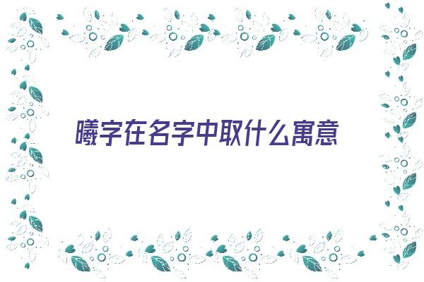 曦字在名字中取什么寓意《曦字在名字中取什么寓意好》