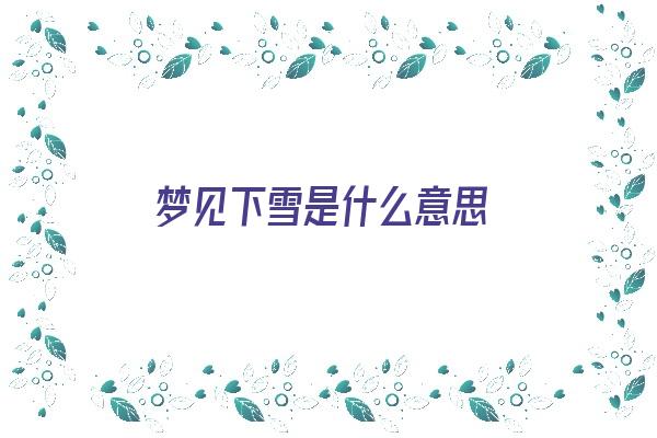 梦见下雪是什么意思《梦见下雪是什么意思 周公解梦》