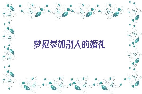 梦见参加别人的婚礼《梦见参加别人的婚礼》