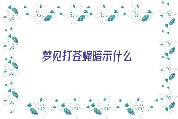 梦见打苍蝇暗示什么《梦见打苍蝇暗示什么意思》