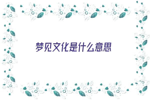 梦见文化是什么意思《梦见文化是什么意思啊》