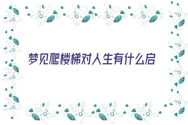 梦见爬楼梯对人生有什么启示《梦见爬楼梯对人生有什么启示吗》