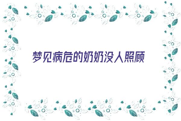 梦见病危的奶奶没人照顾《梦见病危的奶奶没人照顾了》