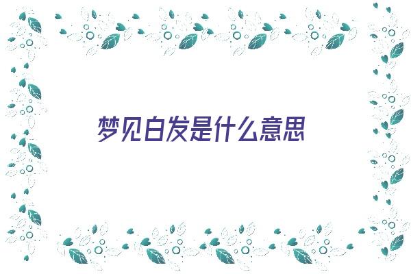 梦见白发是什么意思《梦见白发是什么意思 周公解梦》