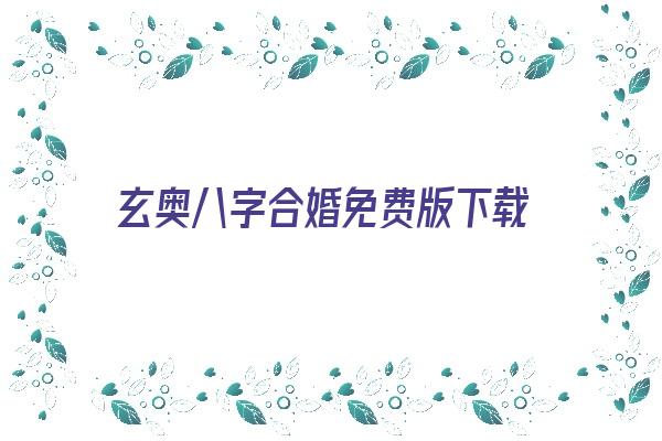 玄奥八字合婚免费版下载《玄奥八字合婚免费版下载安装》