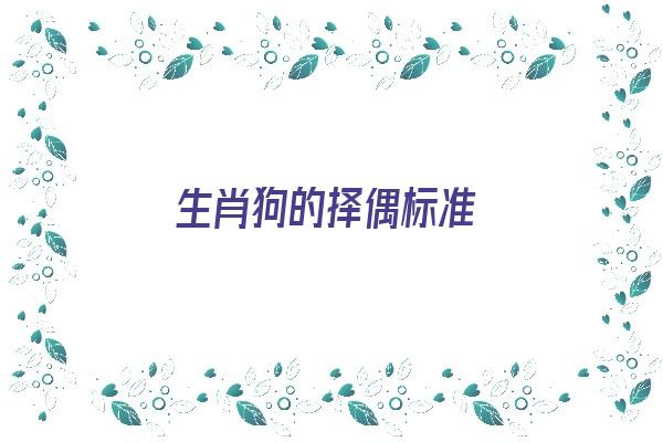 生肖狗的择偶标准《生肖狗的择偶标准是什么》