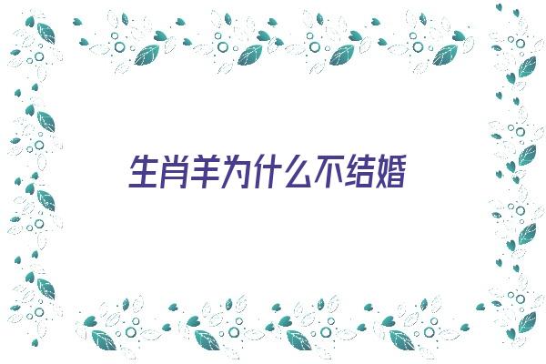 生肖羊为什么不结婚《生肖羊为什么不结婚呢》