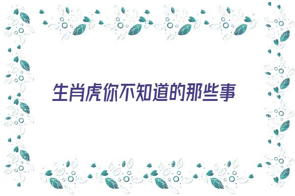 生肖虎你不知道的那些事《生肖虎你不知道的那些事情》