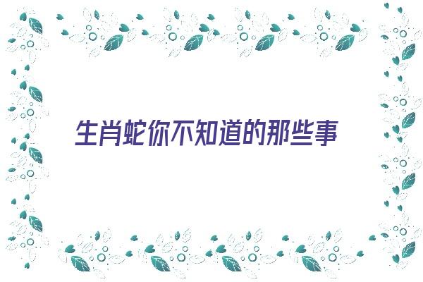 生肖蛇你不知道的那些事《生肖蛇的了解》