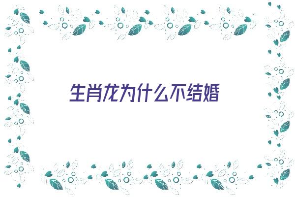 生肖龙为什么不结婚《生肖龙为什么不结婚呢》