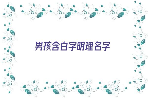 男孩含白字明理名字《男孩名字带白字》