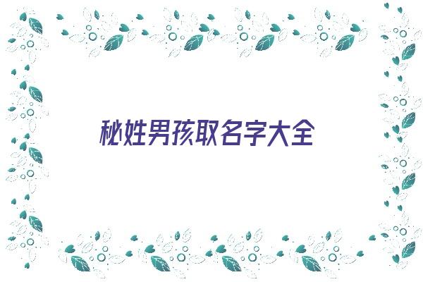 秘姓男孩取名字大全《秘姓男孩取名字大全两个字》