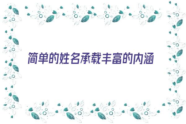 简单的姓名承载丰富的内涵名字，是一种文化《简单的姓名承载丰富的内涵名字,是一种文化吗》