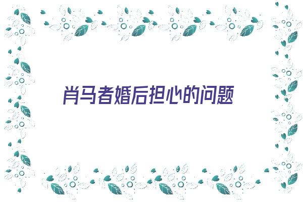  肖马者婚后担心的问题《马肖muashall》 生肖运势