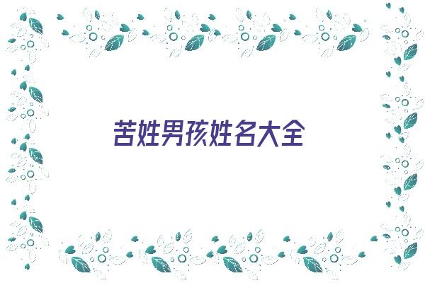 苦姓男孩姓名大全《苦姓男孩姓名大全四个字》