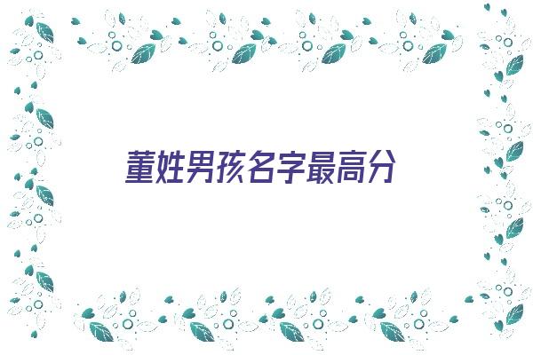  董姓男孩名字最高分《董姓男孩起名100分》 姓名配对