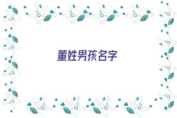 董姓男孩名字《董姓男孩名字大全》