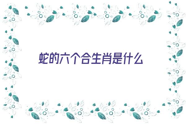 蛇的六个合生肖是什么《蛇的六个合生肖是什么生肖》